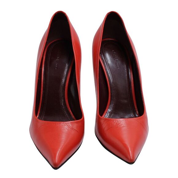 Celine Classic Point-Toe Pumps in Red Leather - Picture 2 of 7